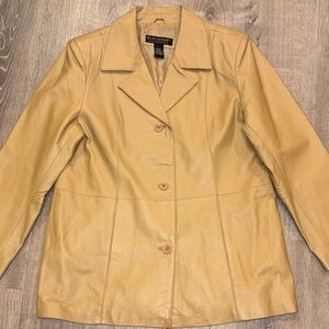 Dialogue Women's Beige Leather Jacket